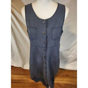 Vtge In Focus Petite Blue‎ Button Front Sleeveless Dress size Petite M Modest